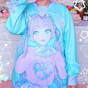 Merbunnybaby kawaii mint lavender sweatshirt